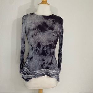 NWT New Girls Gypsy Sky Gray Black Tie Dye Lightweight Stretch Tunic Sz XL Boho